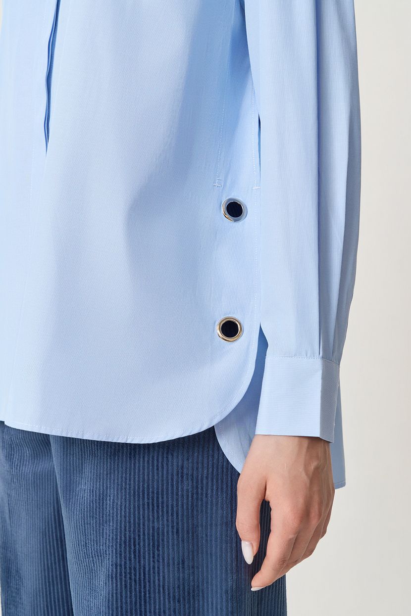Рубашка с декоративными люверсами (арт. baon B1723510), размер L, цвет голубой Рубашка с декоративными люверсами (арт. baon B1723510) - фото 5
