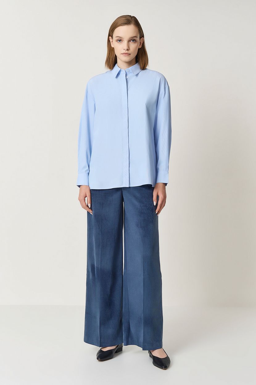 Рубашка с декоративными люверсами (арт. baon B1723510), размер L, цвет голубой Рубашка с декоративными люверсами (арт. baon B1723510) - фото 2