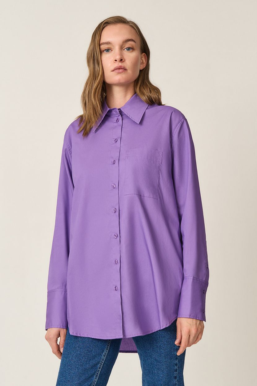 Рубашка с накладным карманом, XXL, фиолетовый