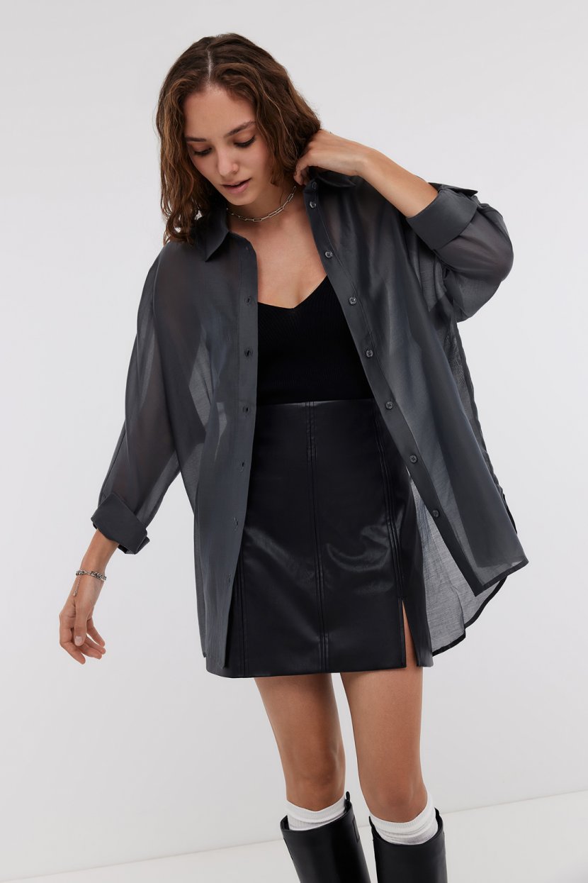 Блузка оверсайз из вискозы L серый 7299₽