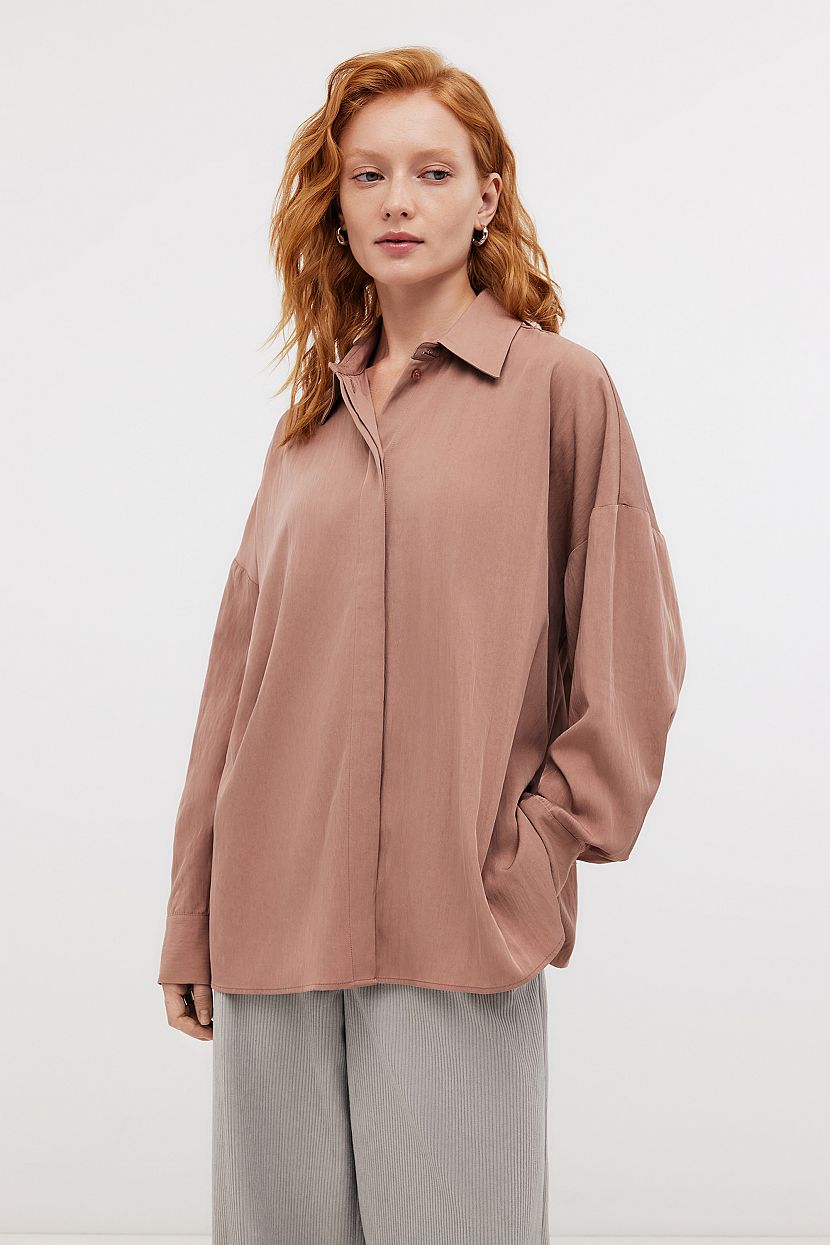 Блузка оверсайз из смесовой вискозы M розовый 3099₽