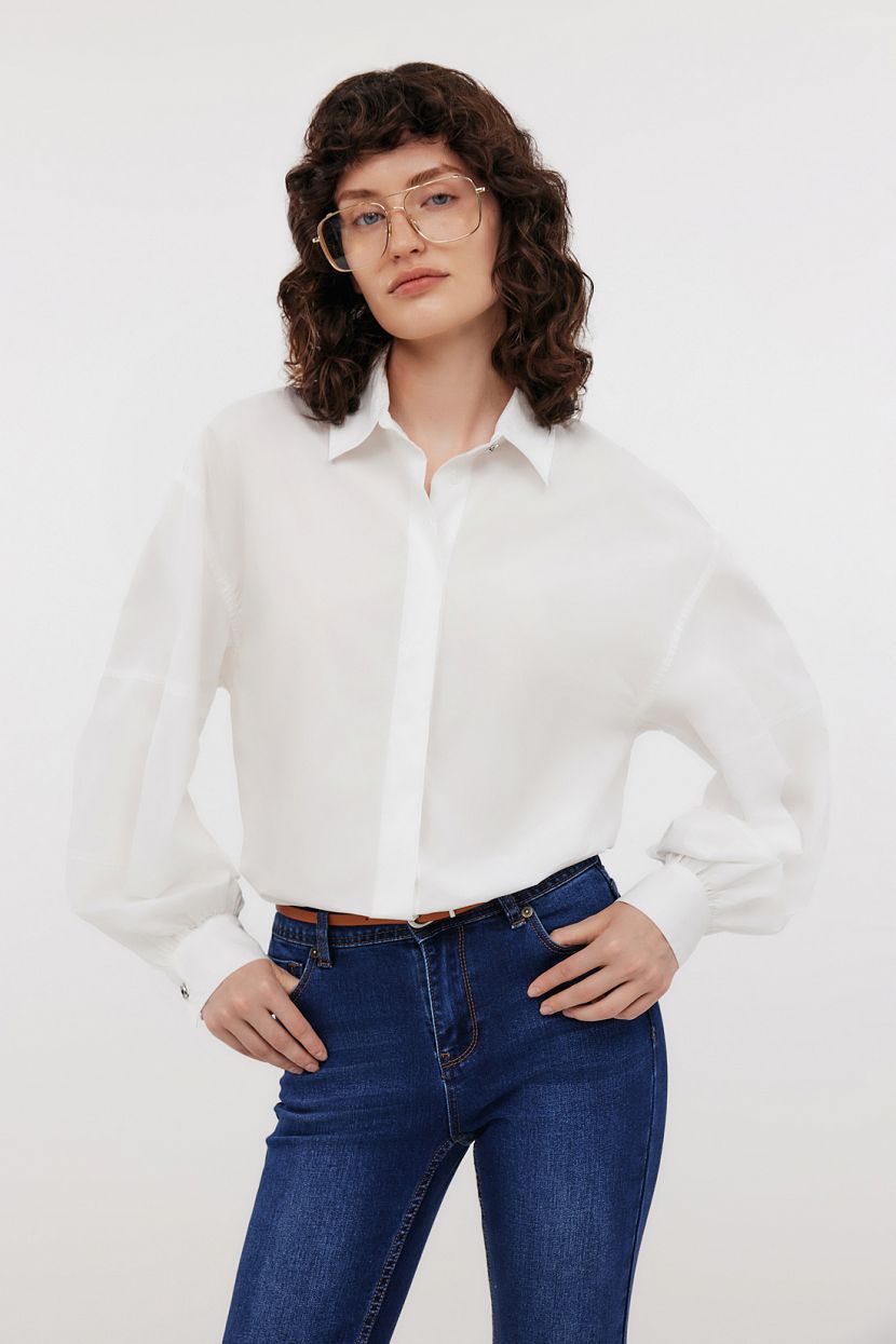 Блузка классическая хлопковая M белый 2639₽