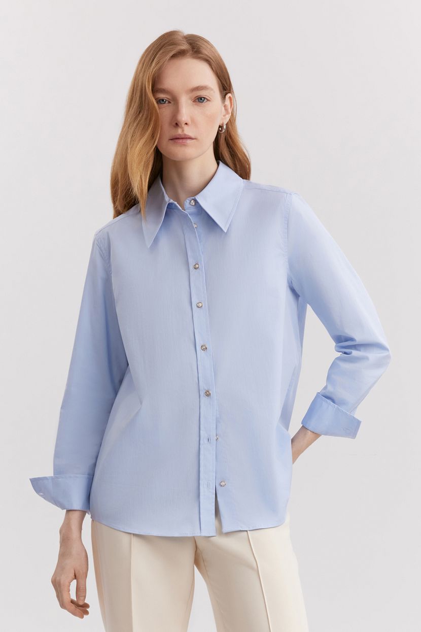 Блузка из смесового хлопка L голубой 3899₽