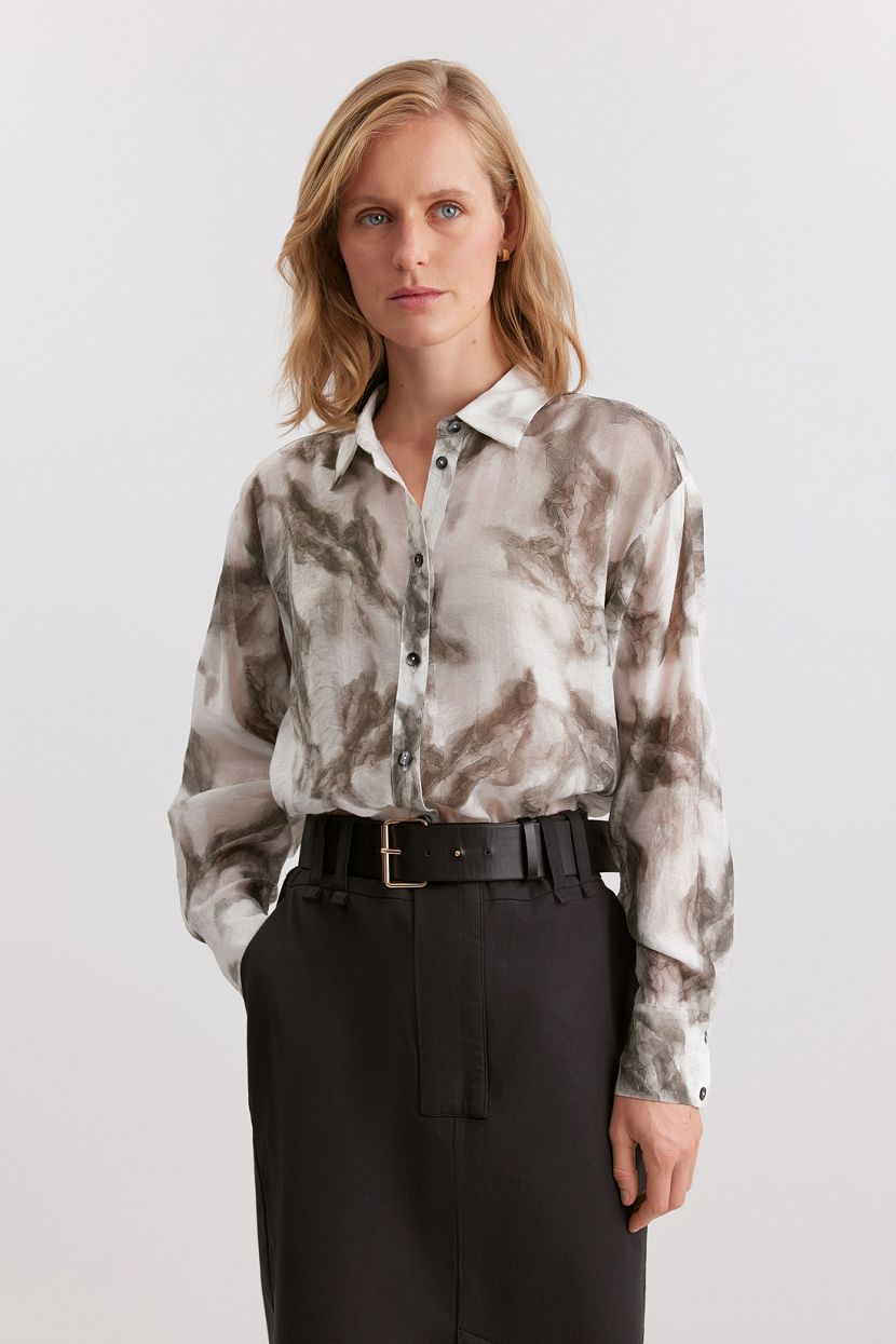 Блузка из полупрозрачной смесовой вискозы 2639₽