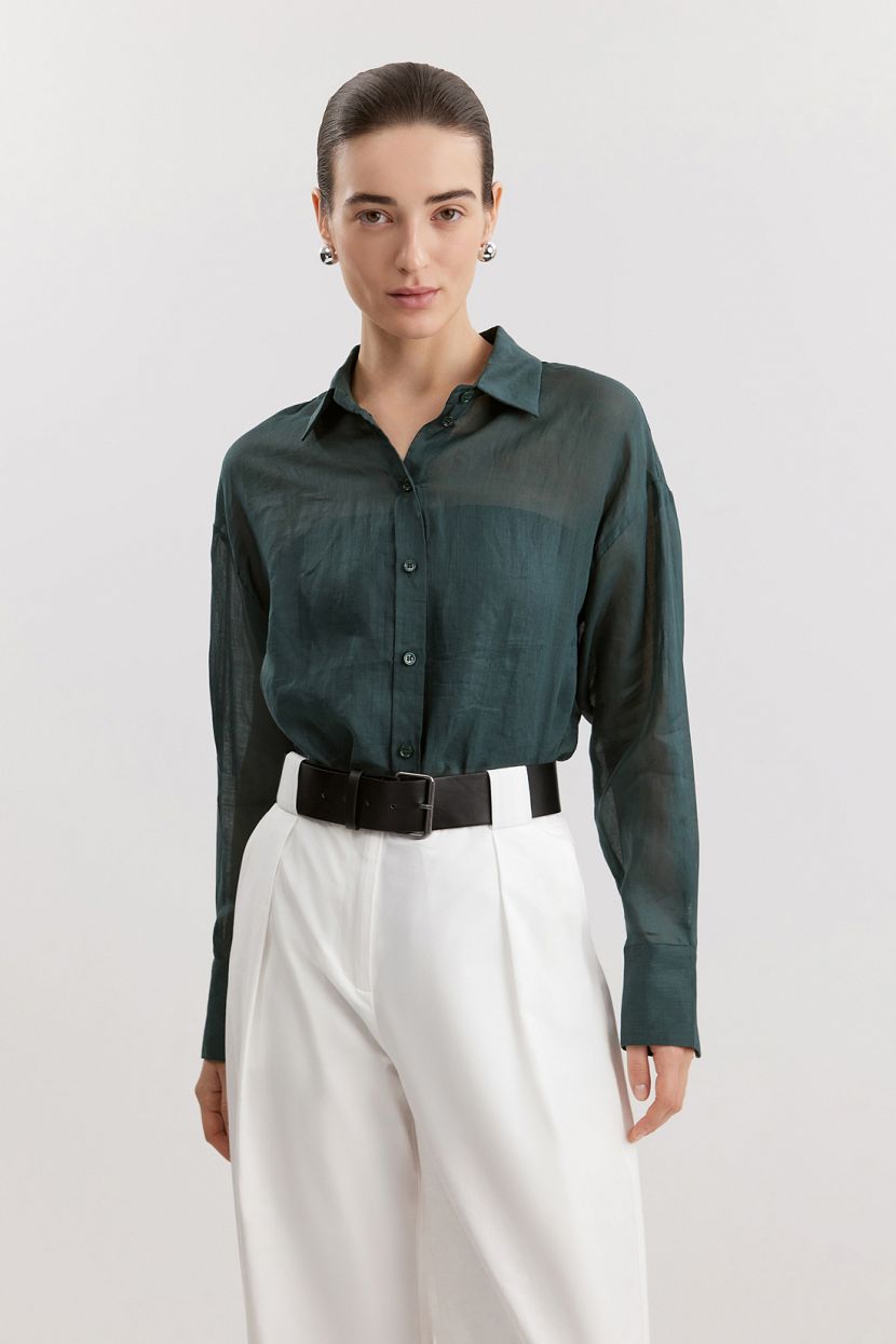 Блузка из 100 рами L зеленый 4239₽