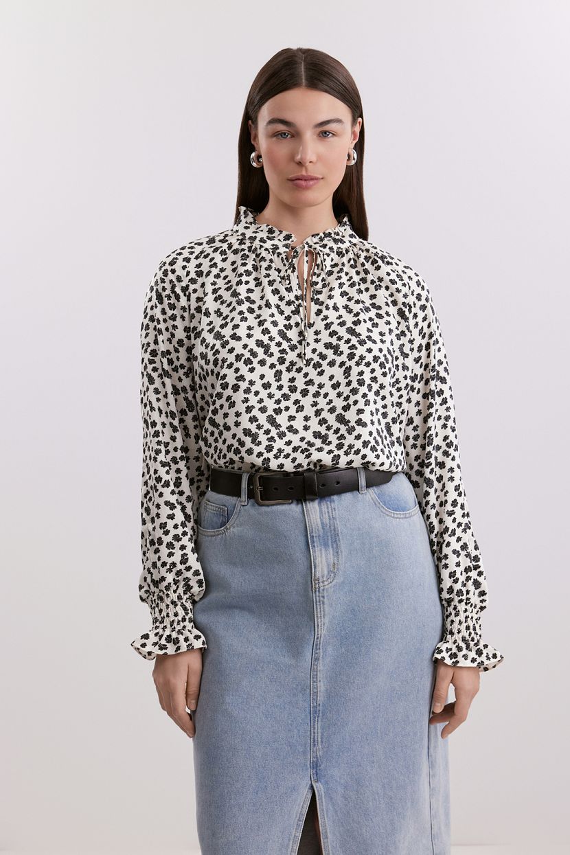 Блузка с принтом 3XL белый 4467₽