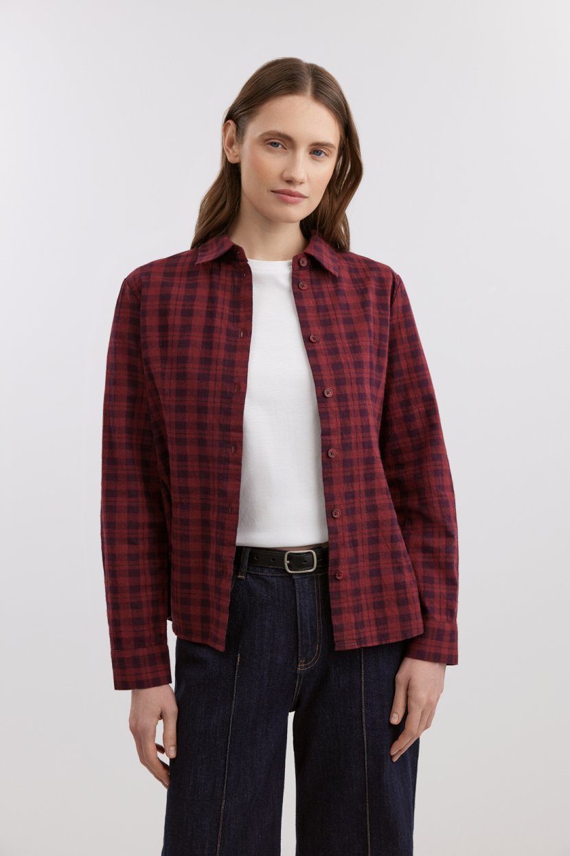 Хлопковая блузка в клетку