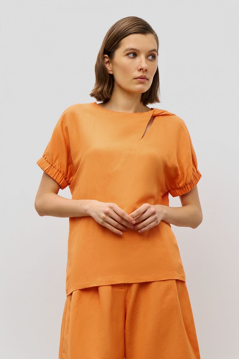 Блузка (арт. baon B1923011), размер XL, цвет оранжевый
