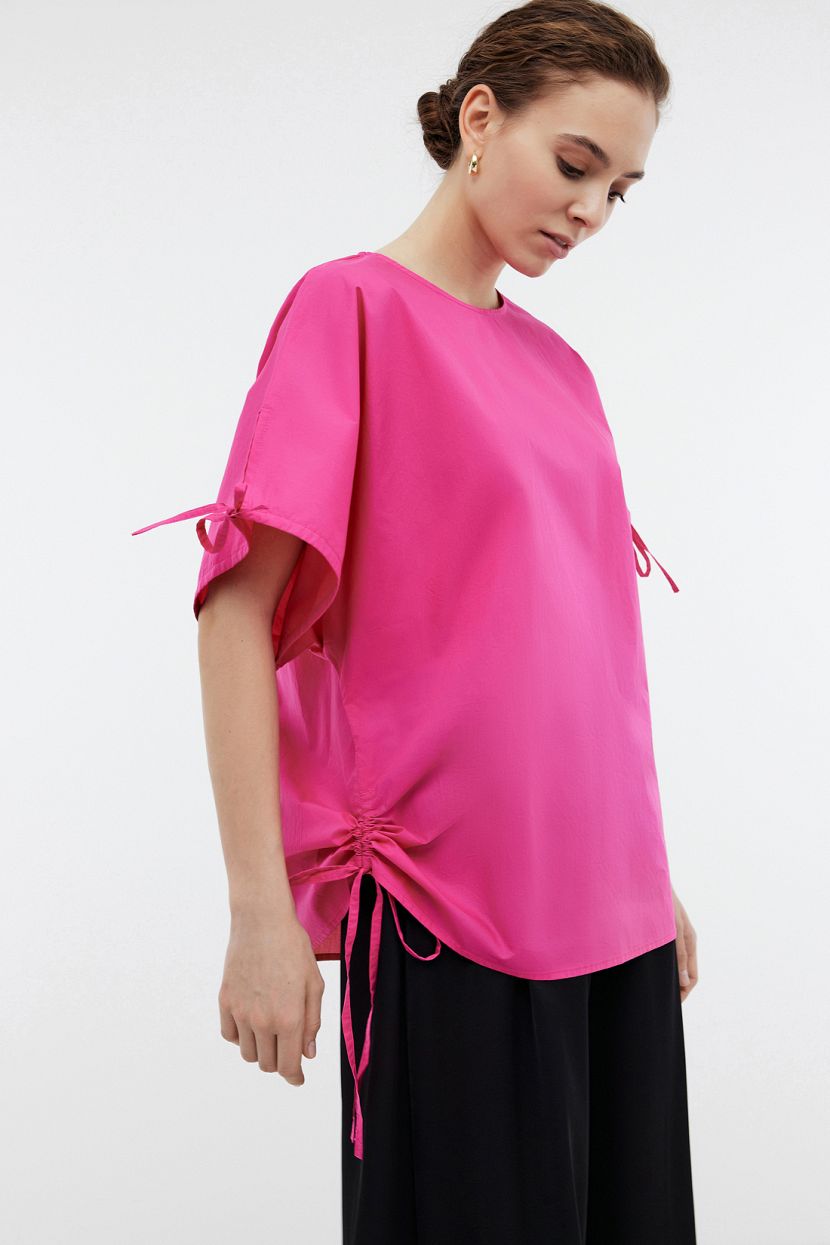 Блузка из хлопка прямого кроя, XXL, розовый