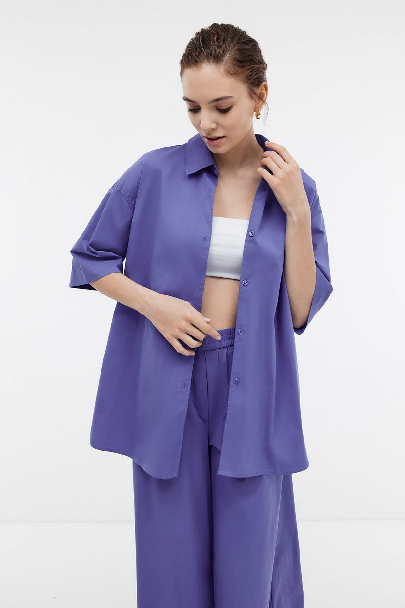 Блузка оверсайз из хлопка L фиолетовый 4299₽