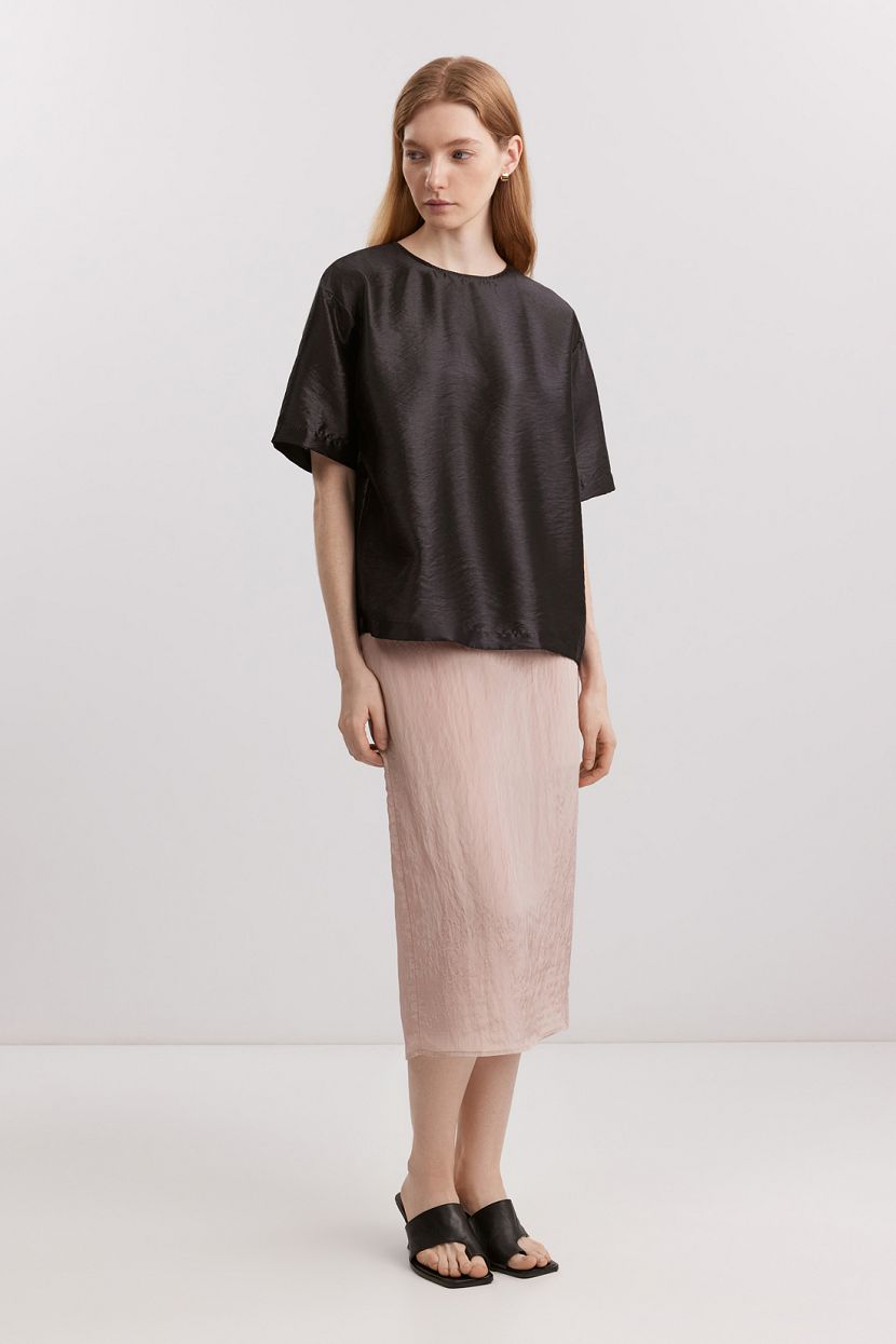 Блузка из смесовой органзы с лиоцеллом L черный 1439₽