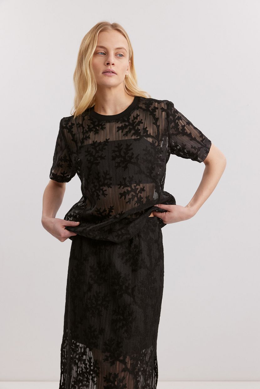 Блузка из смесовой вискозной органзы L черный 4599₽