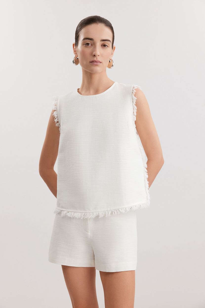 Блузка из хлопка и льна L белый 3679₽