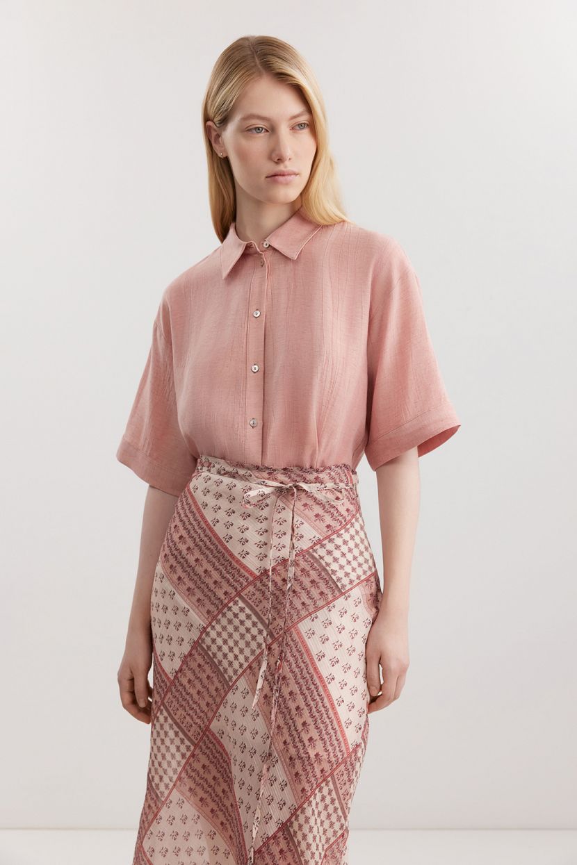 Блузка из вискозы и льна L розовый 4239₽
