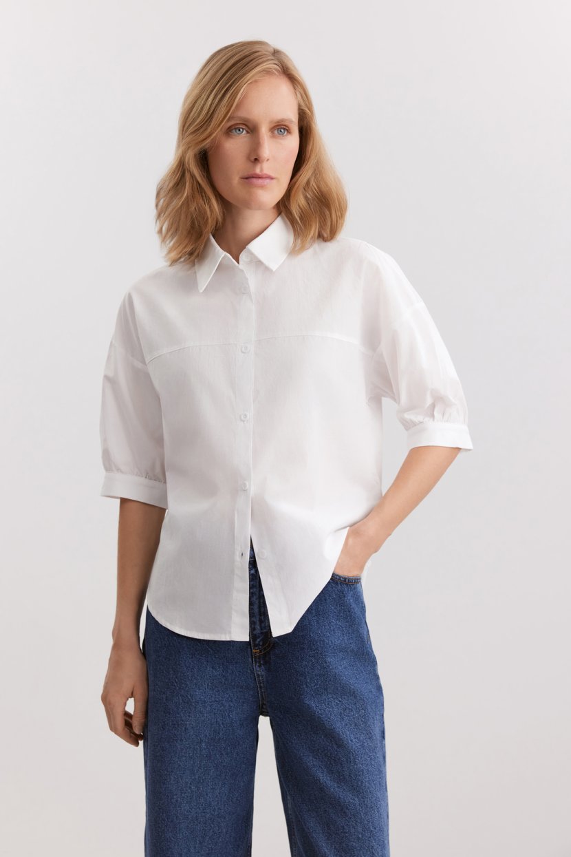 Блузка из 100 хлопкового поплина L белый 6199₽