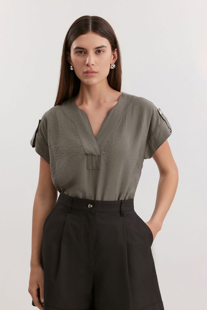 Блузка из вискозы с коротким рукавом L зеленый 2159₽