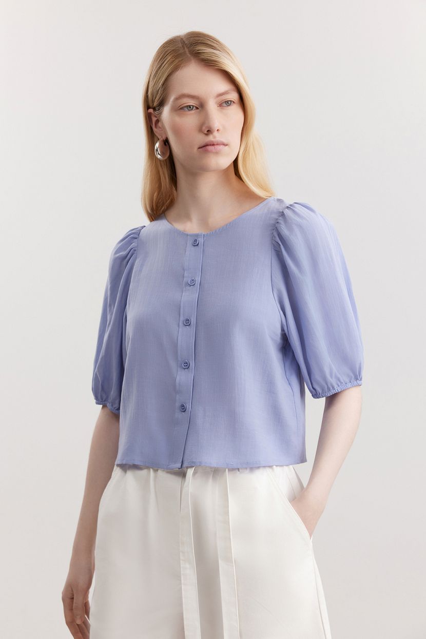 Блузка из смесовой вискозы L голубой 3199₽