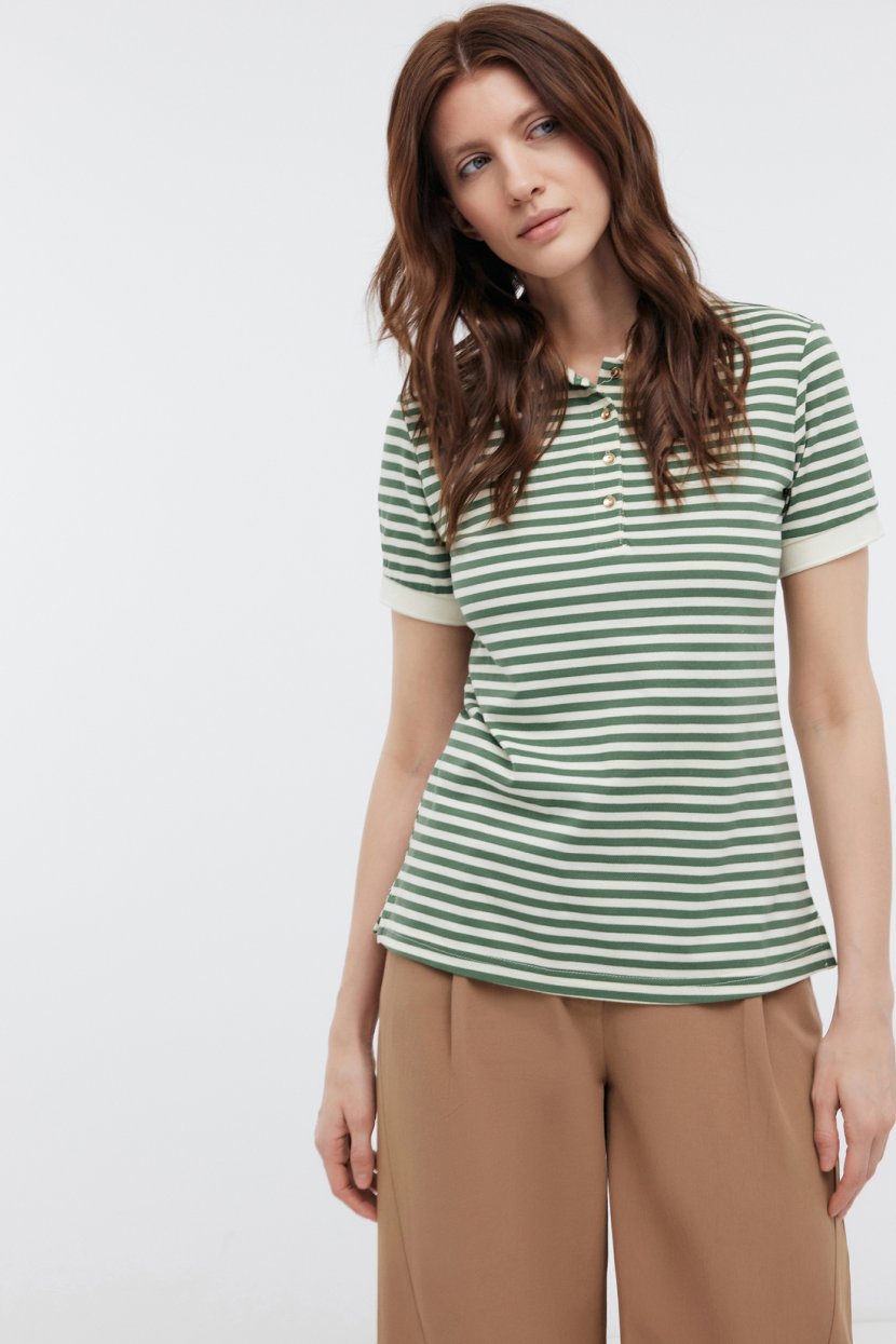 Поло из хлопкового пике в полоску L VETIVER STRIPED 3999₽