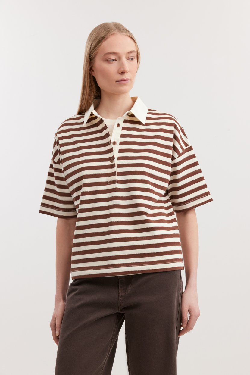 Поло из смесового хлопка в полоску 4999₽