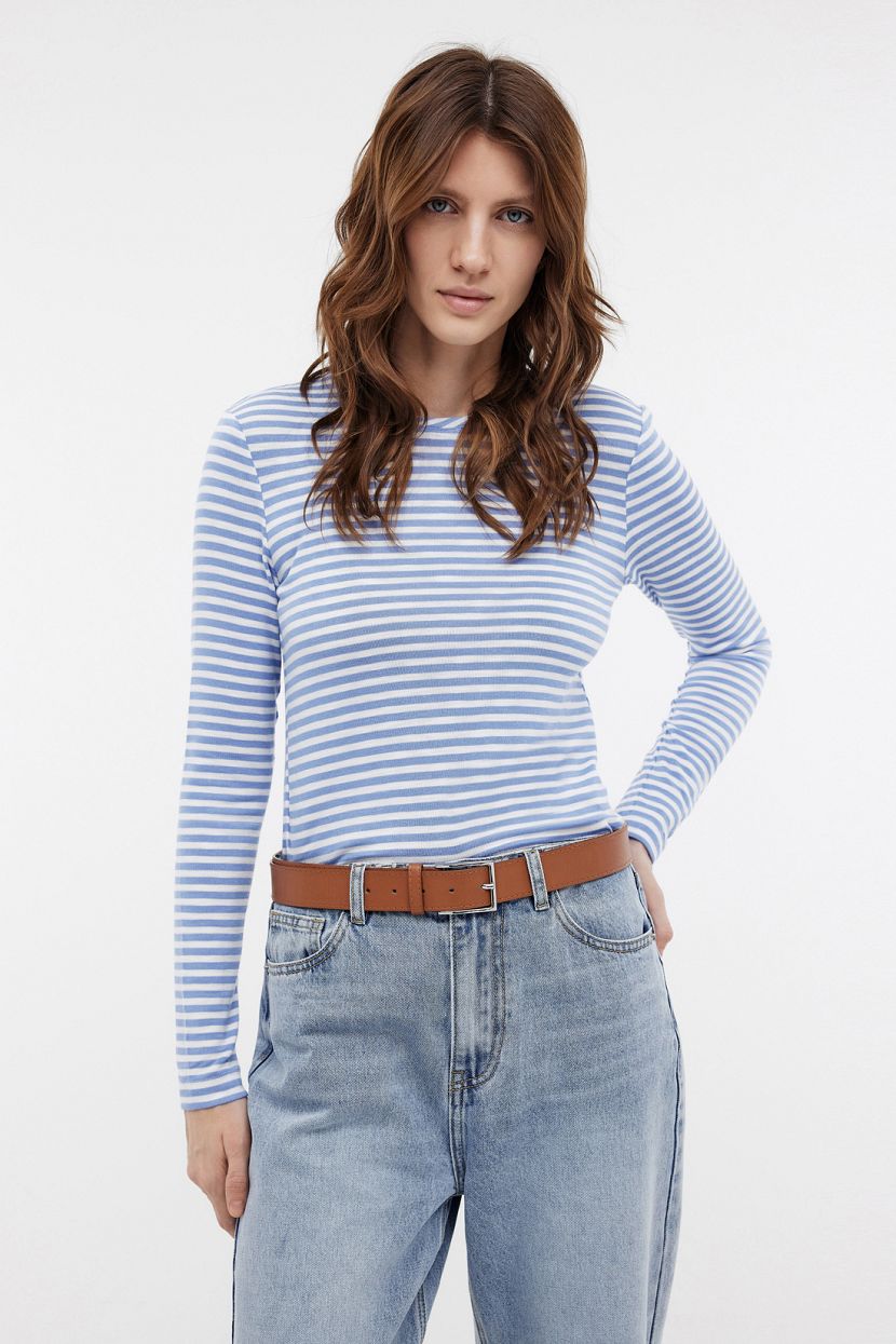 Лонгслив из вискозы оверсайз, L, белый