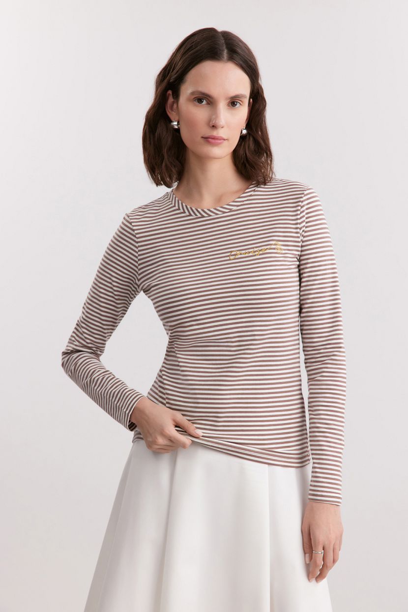 Лонгслив в полоску из хлопка L ALMOND STRIPED 1672₽