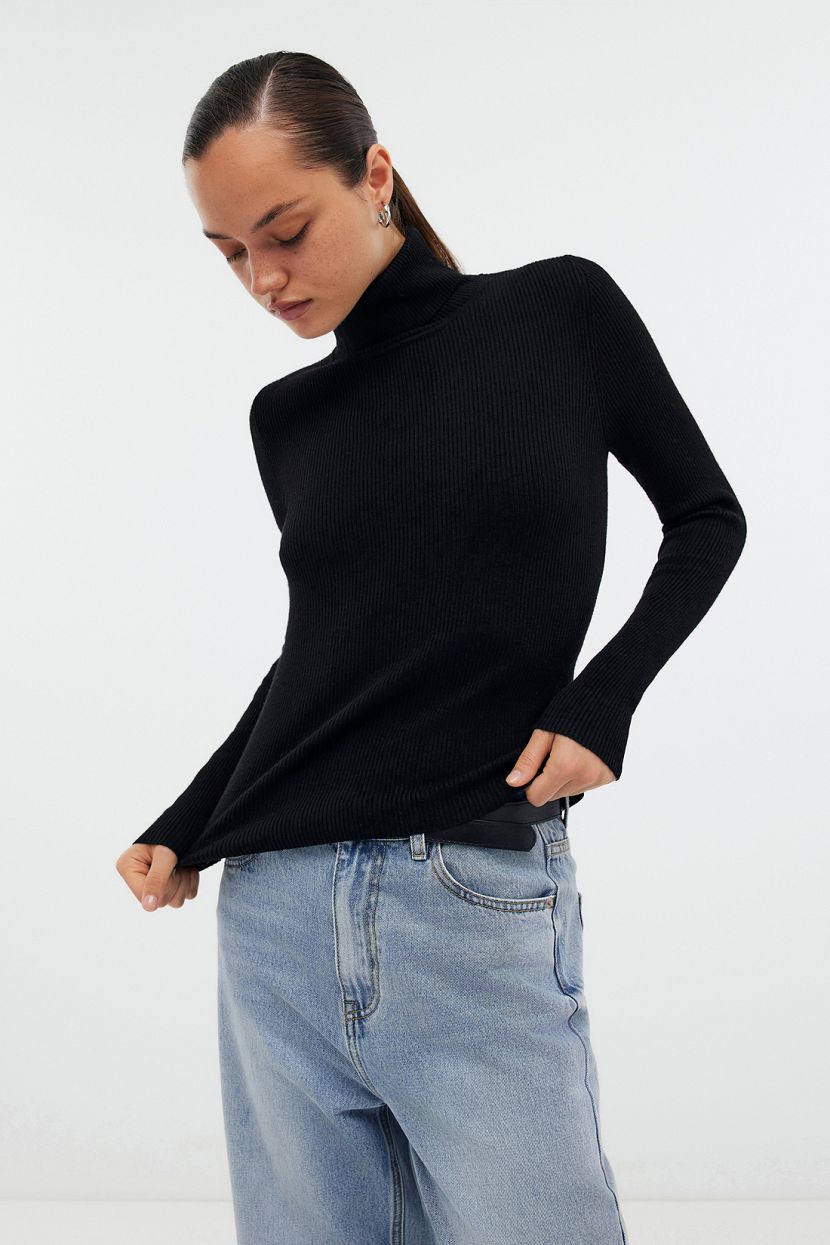 Водолазка из смесовой пряжи с шерстью L черный 4199₽