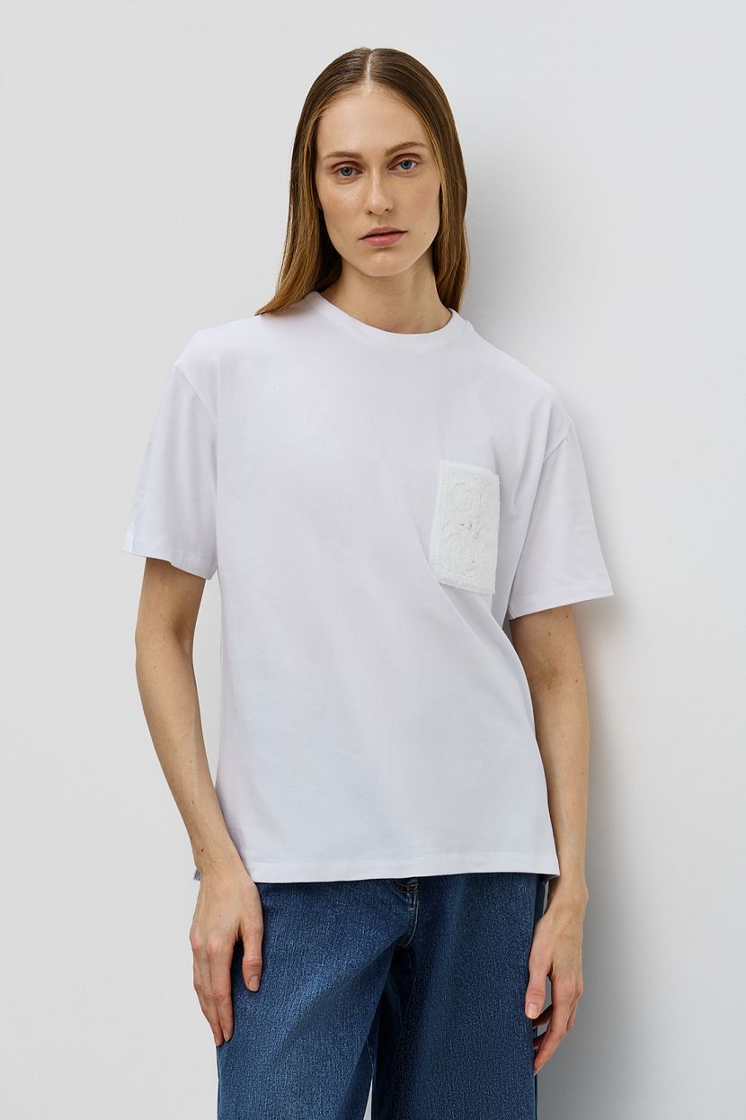 Хлопковая однотонная футболка оверсайз, XXL, белый
