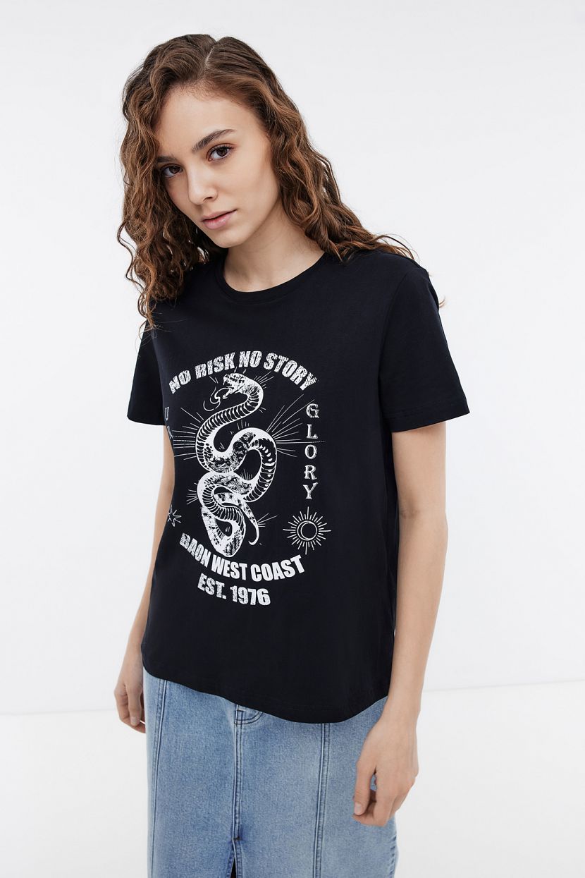 Футболка из хлопкового джерси с принтом