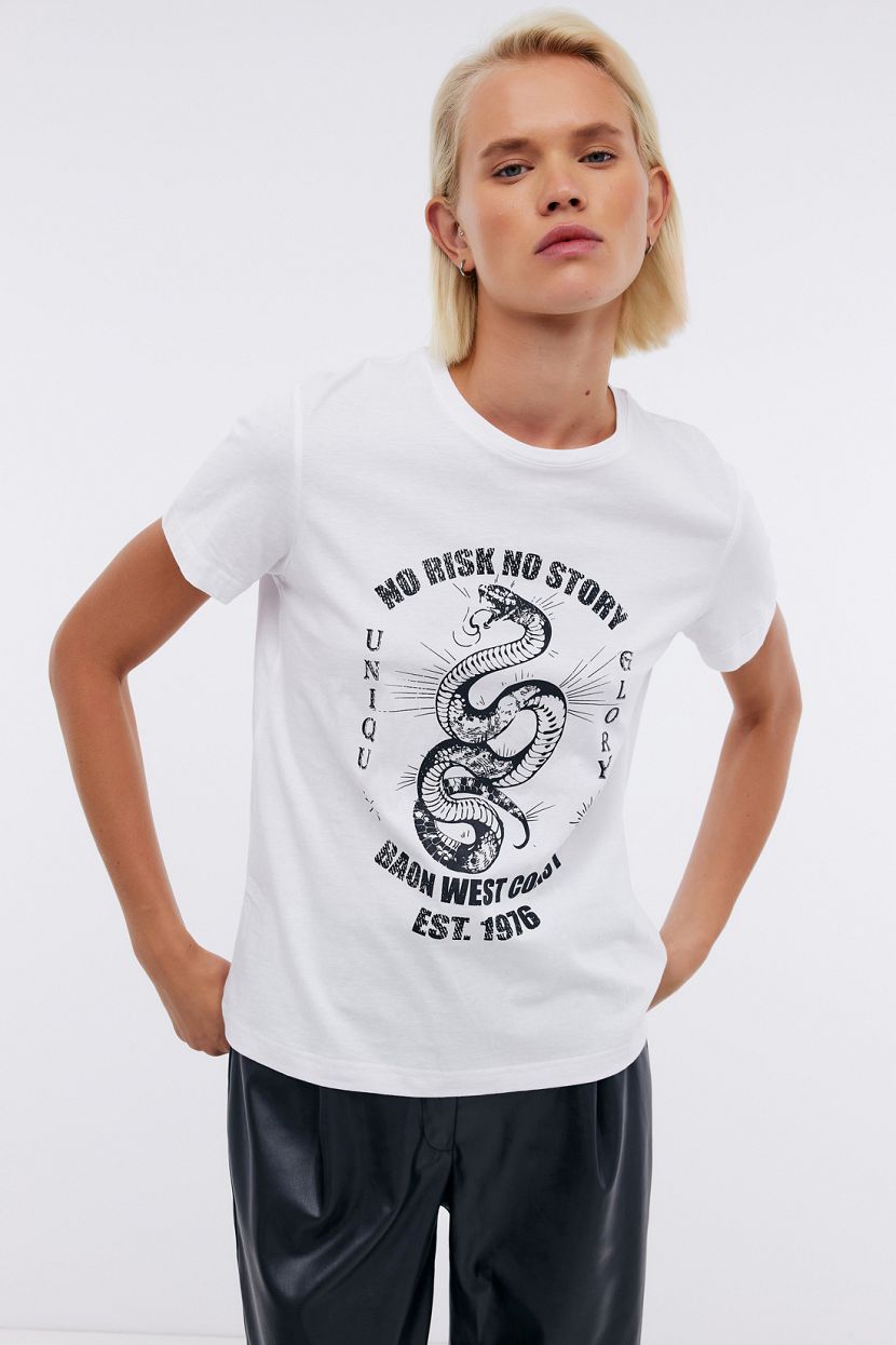Футболка из хлопкового джерси с принтом L белый 749₽