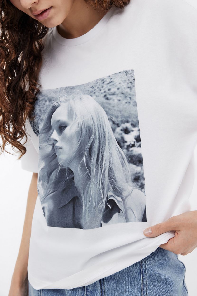 Футболка из хлопкового джерси с фотопринтом L белый 1851₽