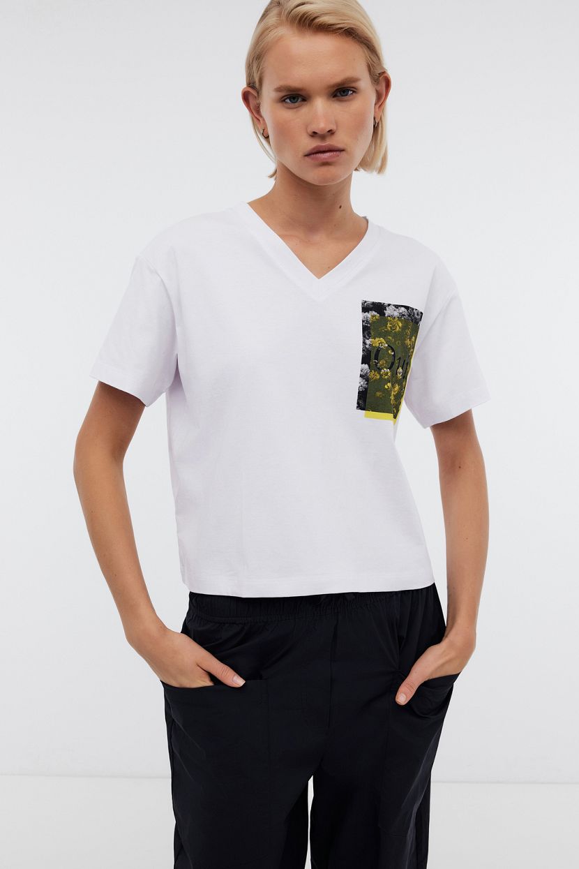 Футболка из хлопкового джерси с принтом L белый 1999₽