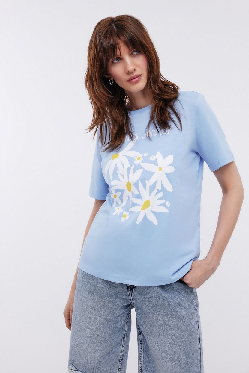 Футболка из хлопкового джерси с принтом