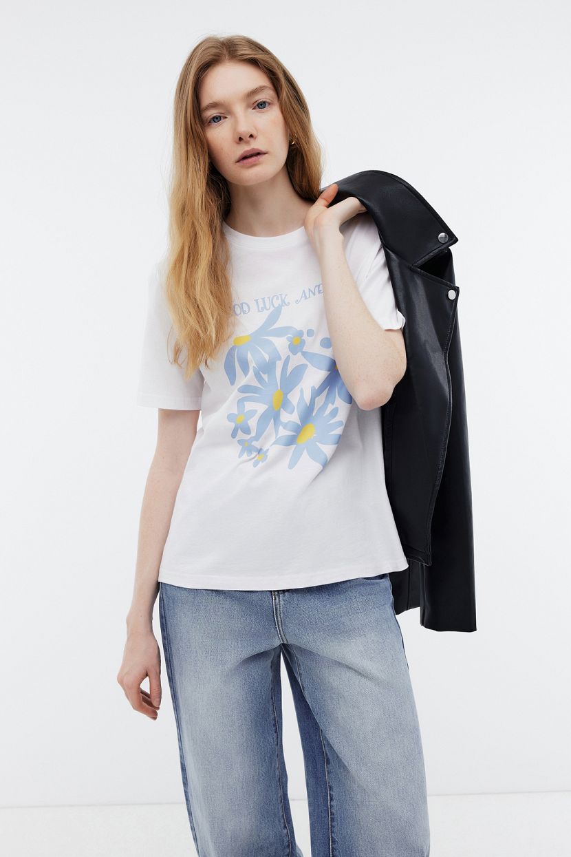 Футболка из хлопкового джерси с принтом S белый 1812₽