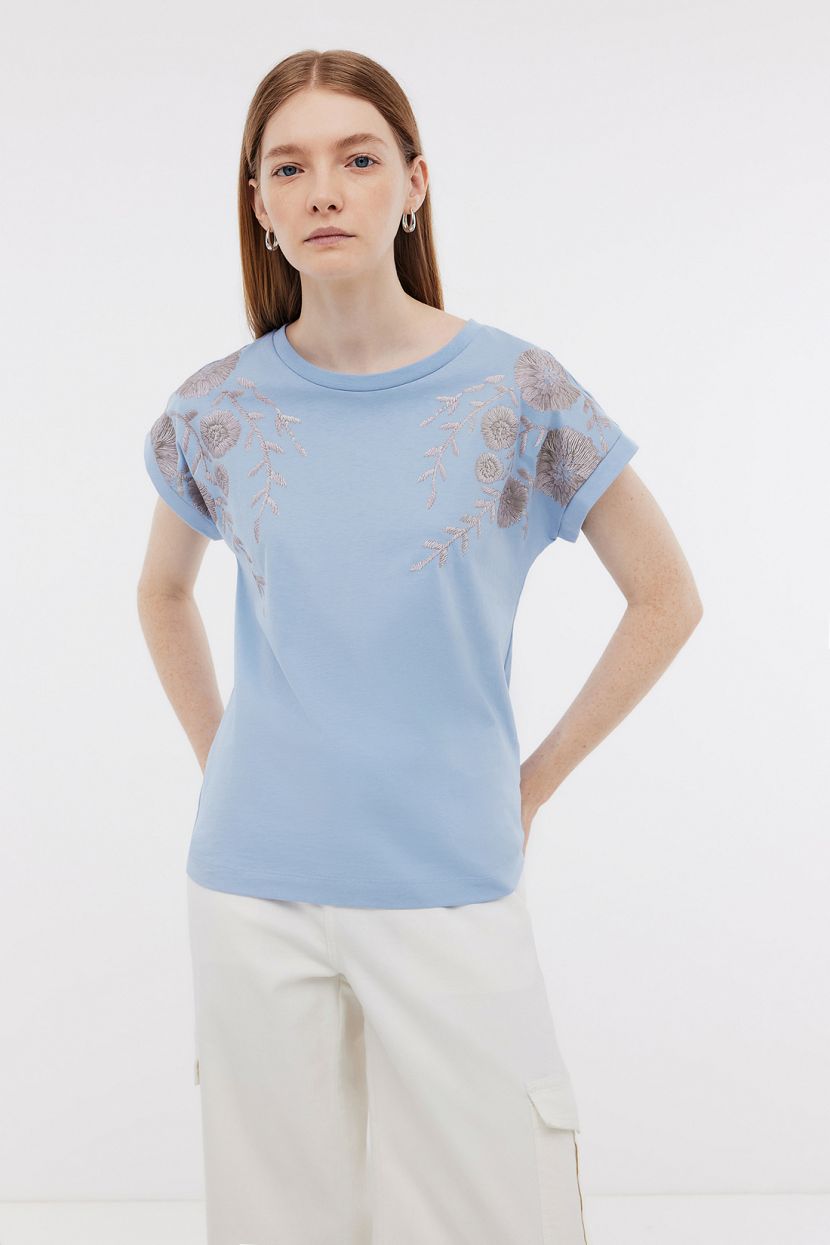 Футболка из хлопкового джерси с принтом XS голубой 1967₽