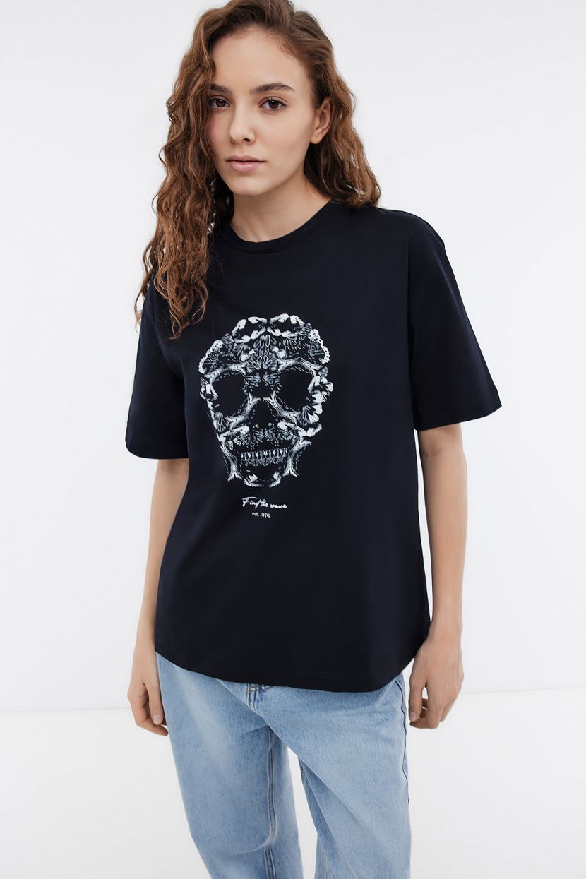Футболка из джерси с принтом в стиле готика L черный 1919₽