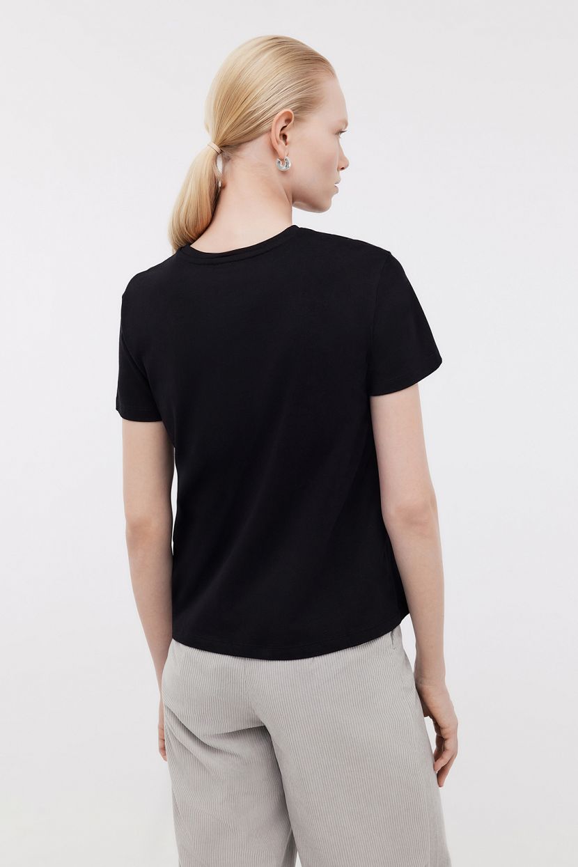 Базовая футболка из хлопка (арт. BAON B2324039), размер XXL, цвет черный Базовая футболка из хлопка (арт. BAON B2324039) - фото 3