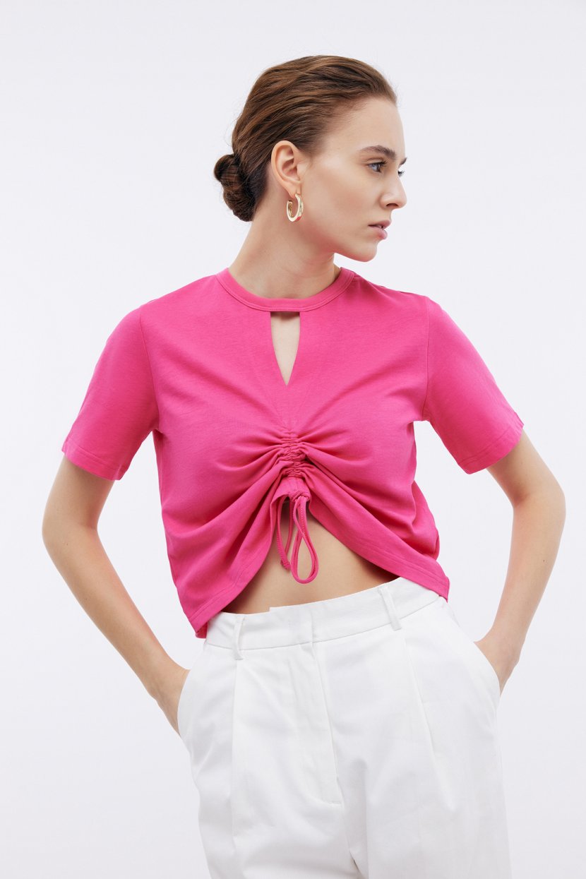 Футболка из хлопкового джерси с утяжкой L розовый 1019₽