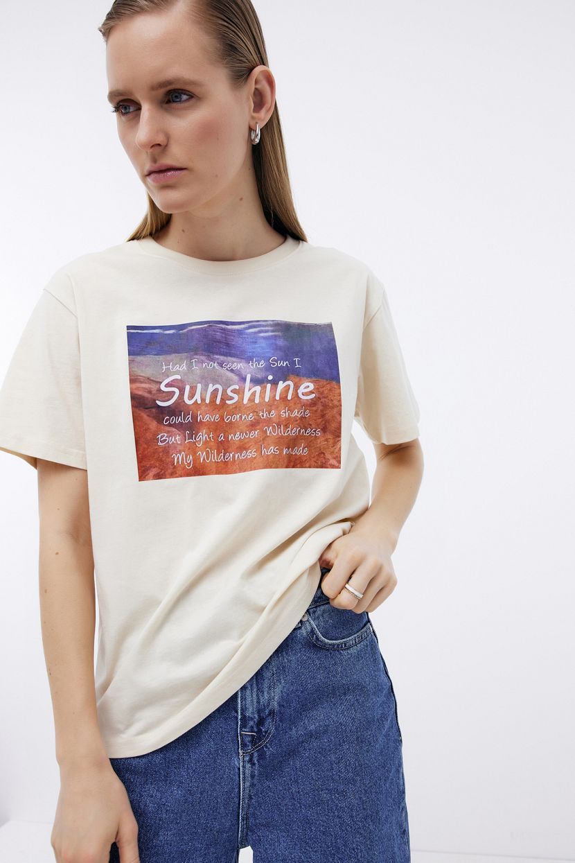 Футболка из хлопкового джерси с фотопринтом