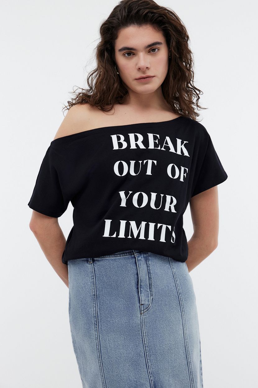 Футболка из хлопкового джерси ассиметричного кроя 1793₽