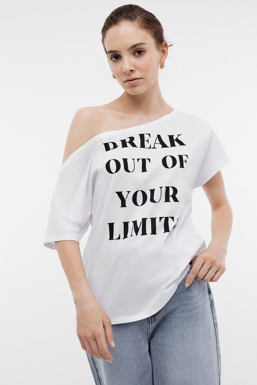 Футболка из хлопкового джерси ассиметричного кроя