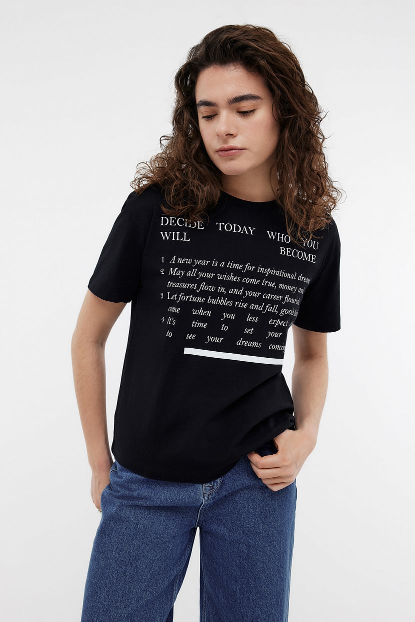 Футболка из хлопкового джерси с принтом