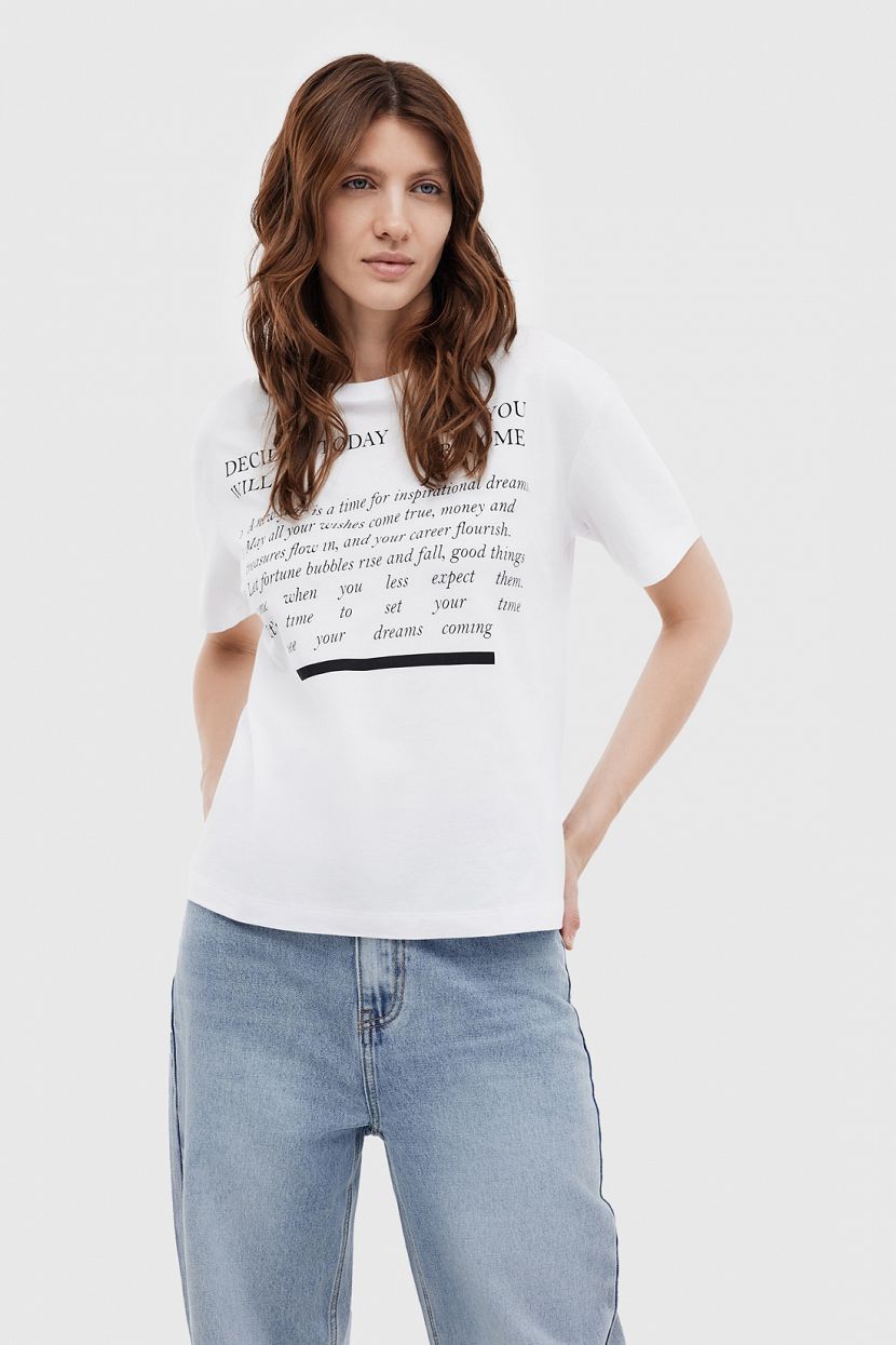 Футболка из хлопкового джерси с принтом L белый 1999₽