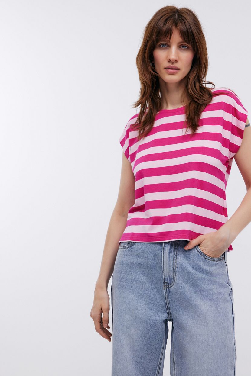 Футболка из вискозы в полоску L PINK STRIPED 2399₽