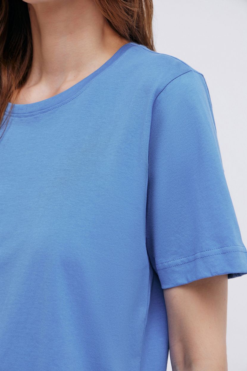 Базовая прямая футболка из хлопка (арт. BAON B2324212), размер M, цвет голубой Базовая прямая футболка из хлопка (арт. BAON B2324212) - фото 5