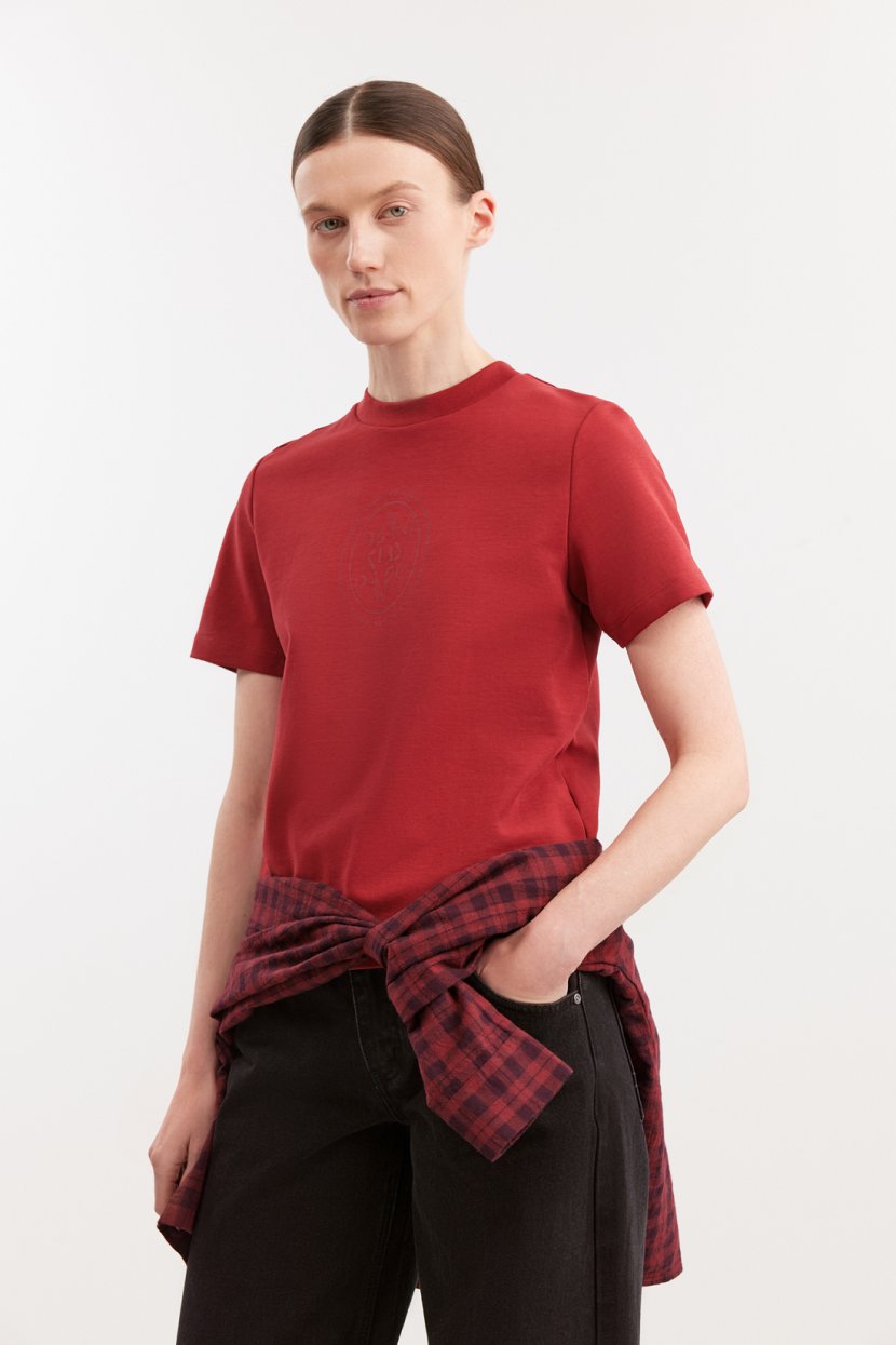 Футболка из хлопка-интерлока с принтом 2799₽