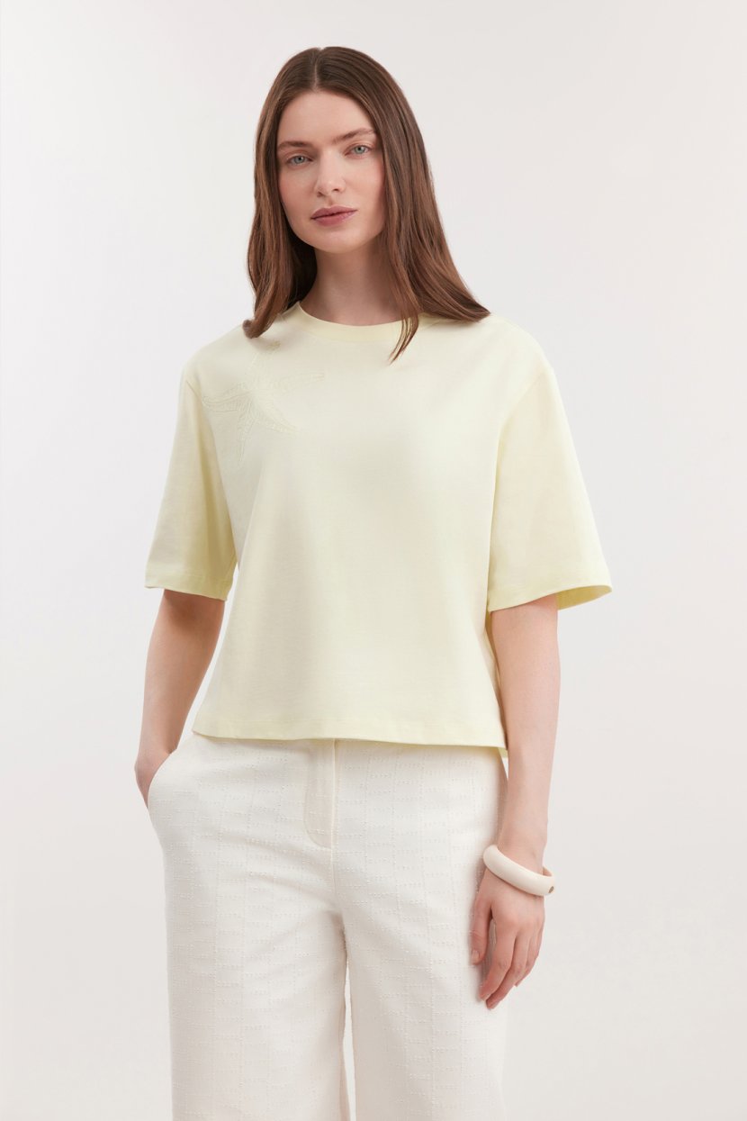 Хлопковая футболка с вышивкой