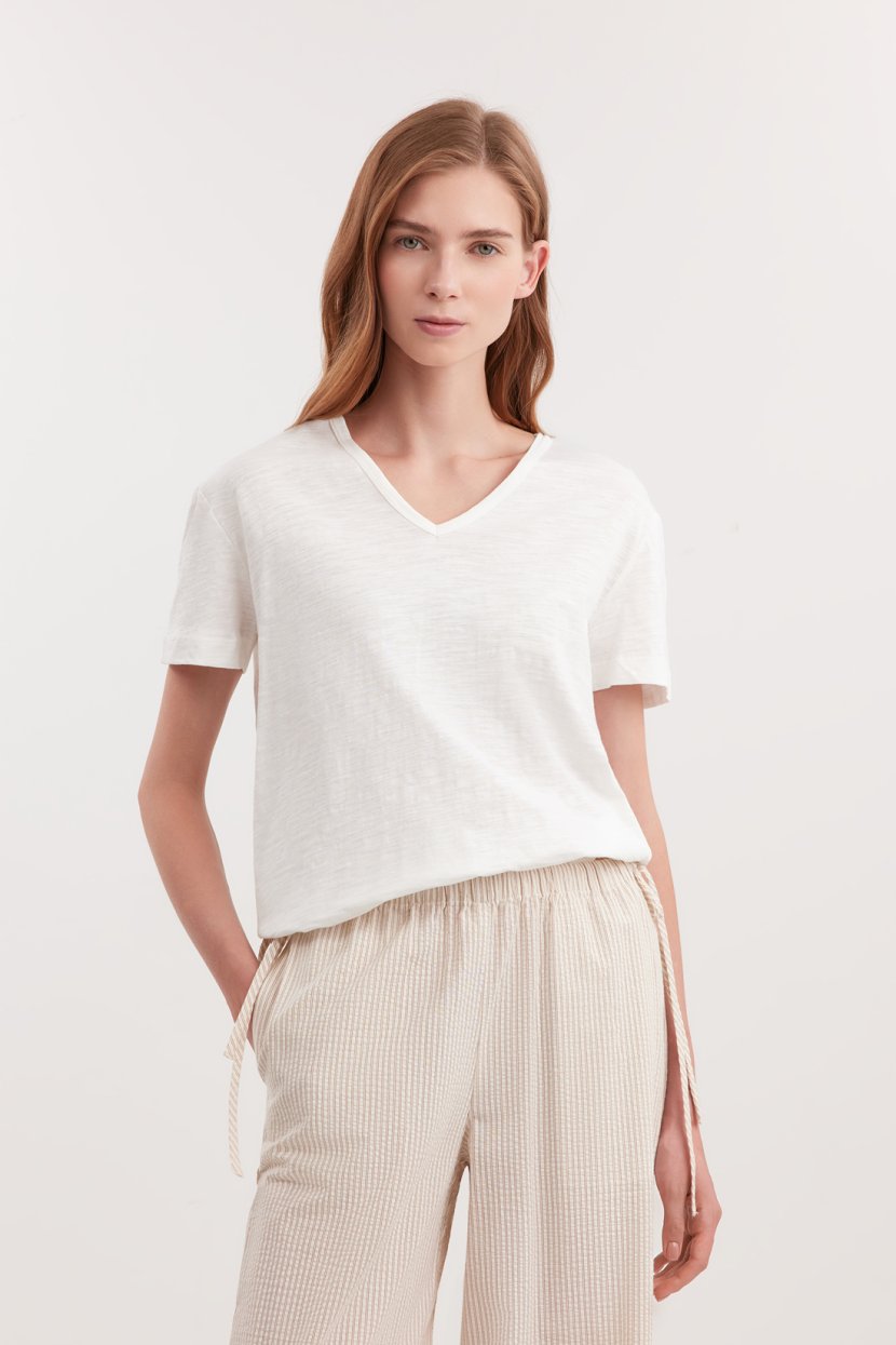 Хлопковая футболка из фактурного слаб-джерси