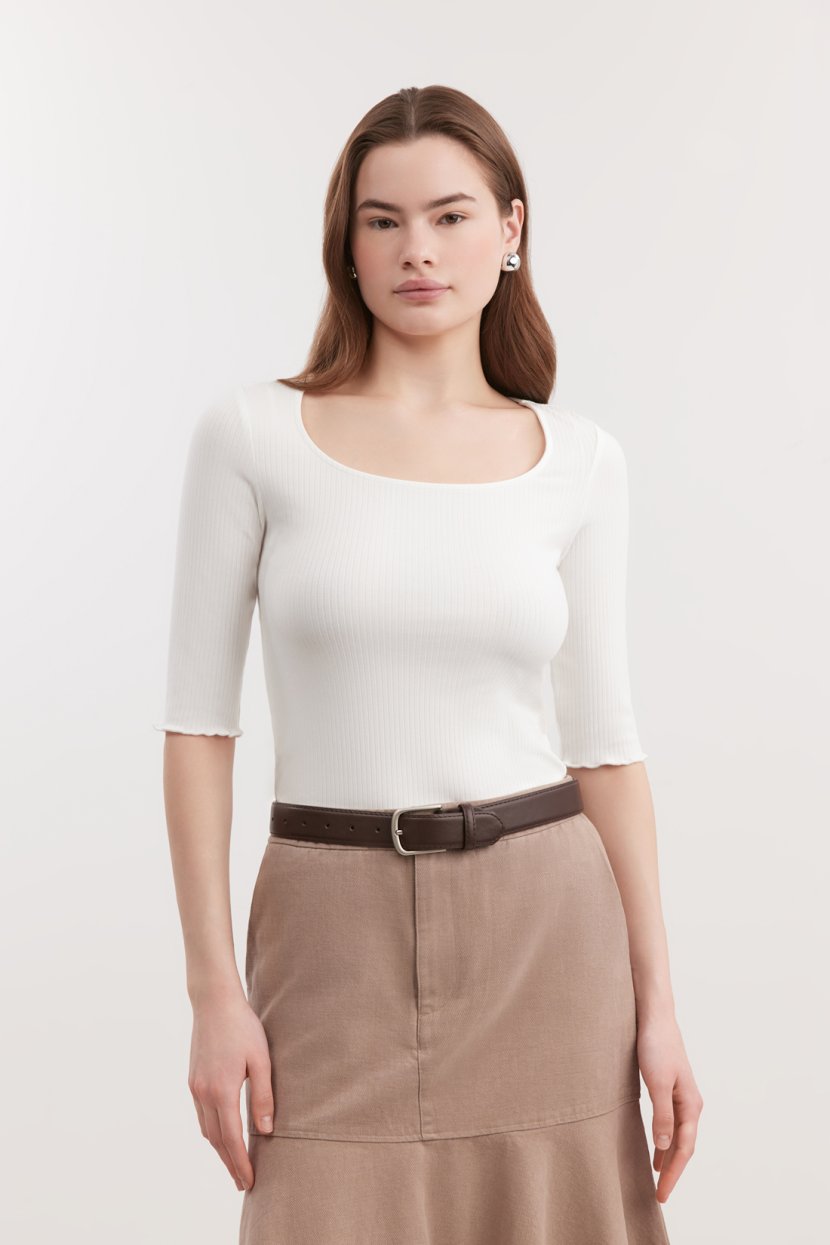 Облегающая футболка из вискозы в рубчик