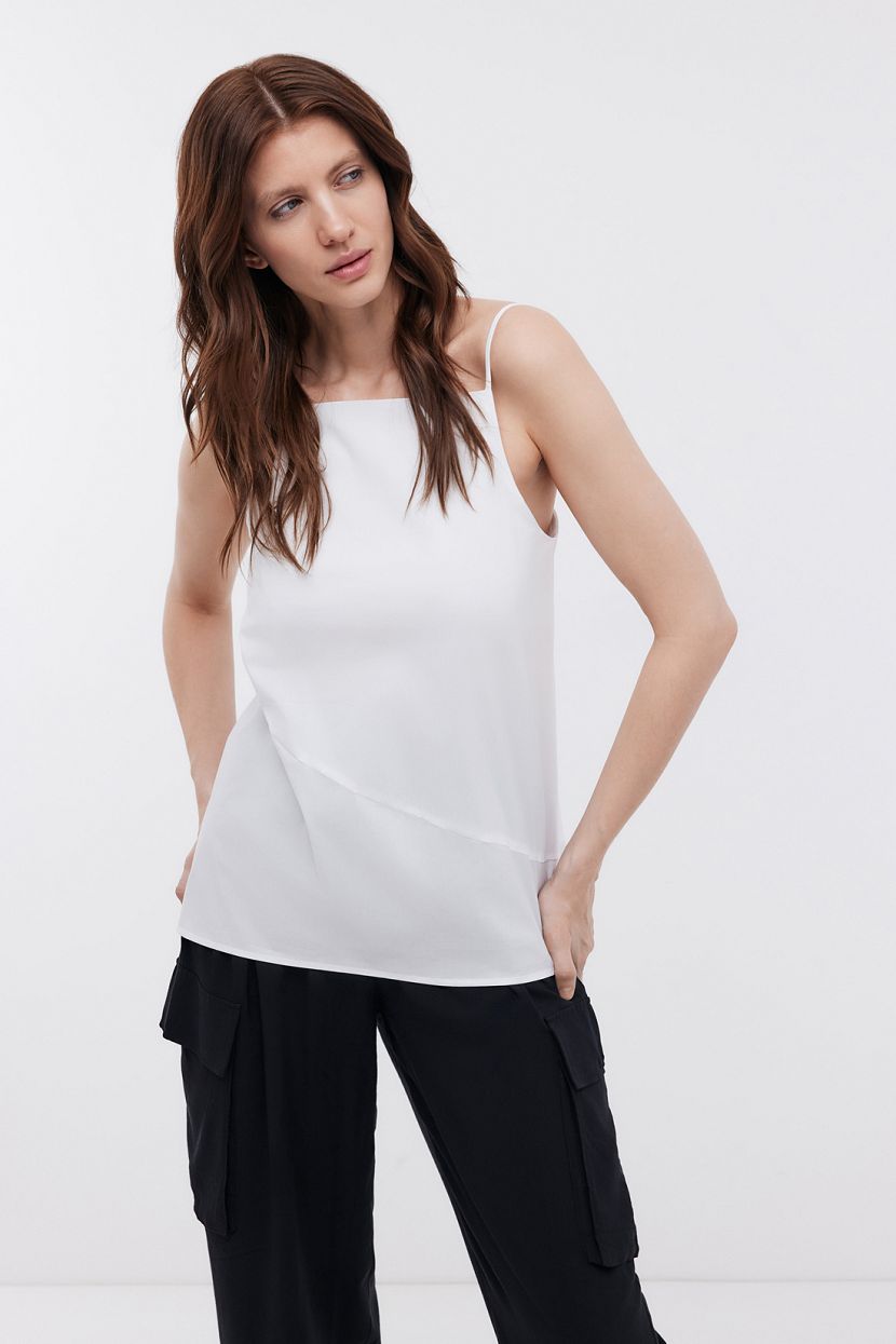 Топ из хлопка на тонких бретелях L белый 2801₽