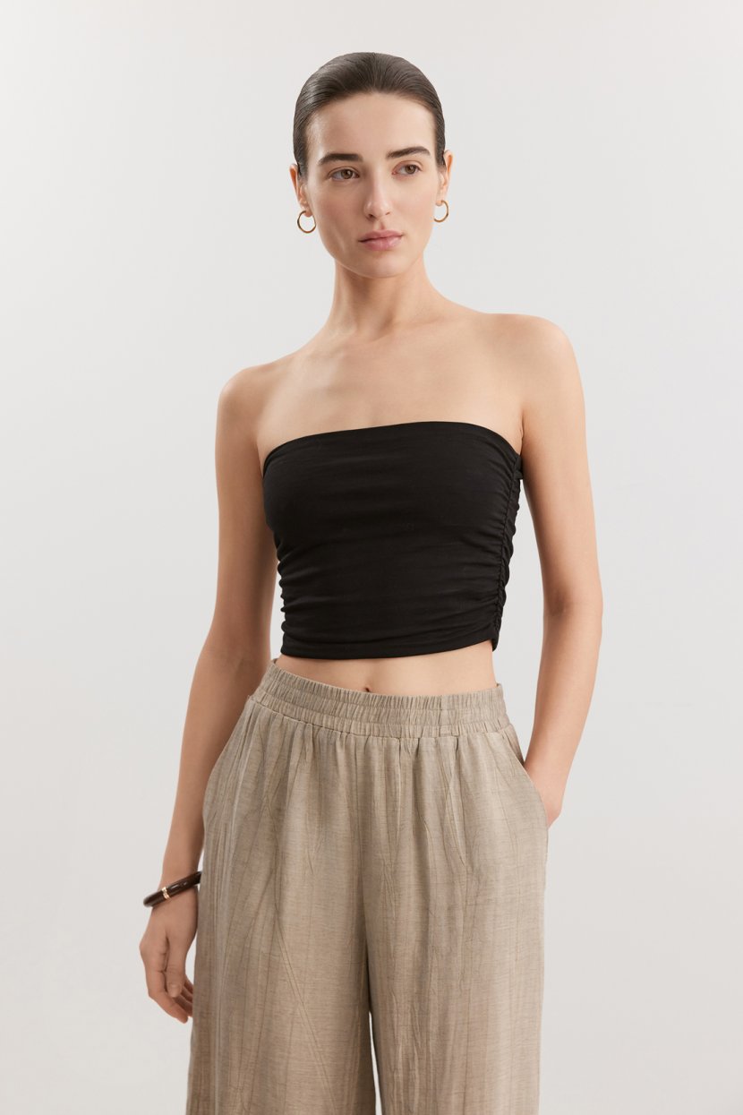 Кроп-топ из хлопка L черный 2199₽